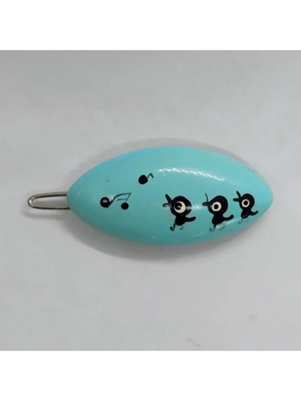 Adorable Vintage Baby Kid's Barrette Light Baby Blue Hand Painted Birds 2